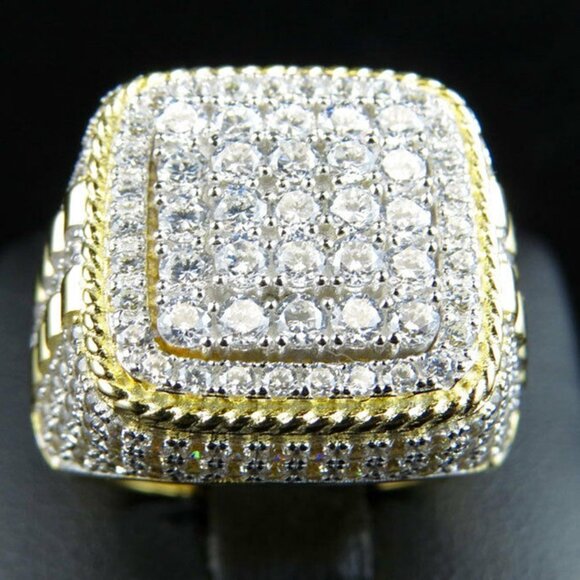 🎁 Crystal Rhinestone Zircon Wedding14K Gold Plated Diamond RingforUNVN12086 - Picture 3 of 9
